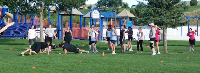 Boot camp training at Cottonwood Creek Park in Colorado Springs